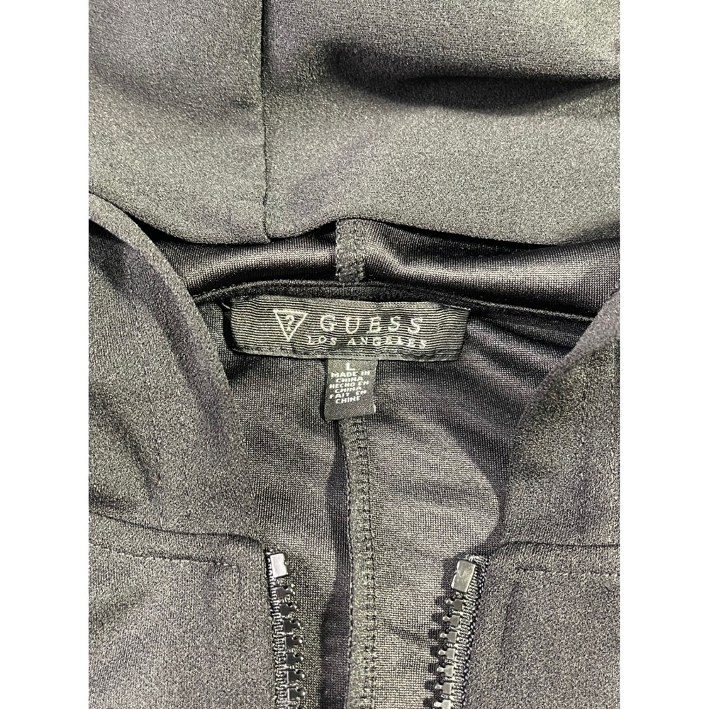 Guess Los Angeles Womens Black Sleeveless Hooded Quarter Zip Bodycon Dress L - Picture 2 of 10